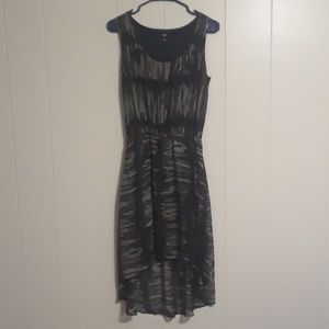High low, dark beige and black paint stroke dress